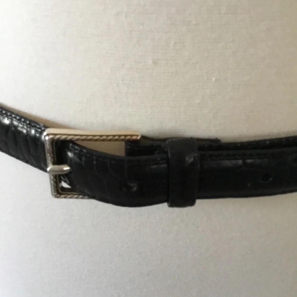 Brighton Black Leather Belt With Silver Size M 30